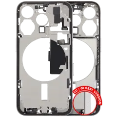 Mid-Frame Housing W/ Charging Port Flex & Small Parts For iPhone 15 Pro (EU / Global Version) (Used OEM Pull: Grade C) (White Titanium)