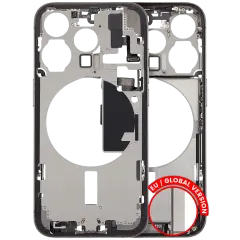 Mid-Frame Housing W/ Charging Port Flex & Small Parts For iPhone 15 Pro (EU / Global Version) (Used OEM Pull: Grade C) (Natural Titanium)