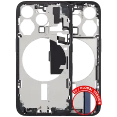 Mid-Frame Housing  W/ Charging Port Flex & Small Parts  For iPhone 15 Pro (EU / Global Version) (Used OEM Pull: Grade A) (Blue Titanium)