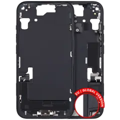 Mid-Frame Housing  W/ Charging Port Flex & Small Parts  For iPhone 15 (EU / Global Version) (Used OEM Pull: Grade B) (Black)