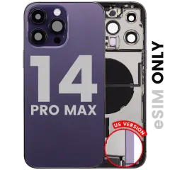 Back Housing W/ Charging Port Flex & Small Parts  For iPhone 14 Pro Max (US Version) (Used OEM Pull: Grade A) (Deep Purple)