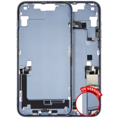 Mid-Frame Housing  W/ Charging Port Flex & Small Parts  For iPhone 14 Plus (US Version) (Used OEM Pull: Grade C) (Blue)