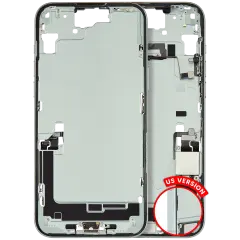 Mid-Frame Housing  W/ Charging Port Flex & Small Parts  For iPhone 15 Plus (US Version) (Used OEM Pull: Grade A) (Green)