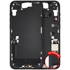 Mid-Frame Housing  W/ Charging Port Flex & Small Parts  For iPhone 15 Plus (US Version) (Used OEM Pull: Grade C) (Black)