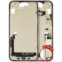 Mid-Frame Housing W/ Charging Port Flex & Small Parts For iPhone 15 Plus (US Version) (Used OEM Pull: Grade C) (Yellow)