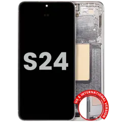 OLED Assembly With Frame For Samsung Galaxy S24 5G (US & International Version) (Used OEM Pull: Grade B/C) (Marble Grey)