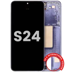 OLED Assembly With Frame For Samsung Galaxy S24 5G (US & International Version) (Used OEM Pull: Grade A) (Cobalt Violet)