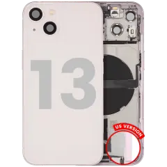 Back Housing W/ Charging Port Flex & Small Parts  For iPhone 13 (US Version) (Used OEM Pull: Grade B) (Pink)
