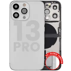 Back Housing W/ Charging Port Flex & Small Parts  For iPhone 13 Pro (EU / Global Version) (Used OEM Pull: Grade C) (Silver)