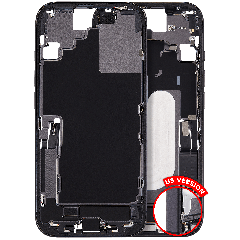 Mid-Frame Housing W/ Charging Port Flex & Small Parts  For iPhone 17 (US Version) (Used OEM Pull: Grade A) (Black)