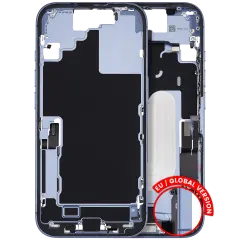 Mid-Frame Housing W/ Charging Port Flex & Small Parts  For iPhone 17 (EU / Global Version) (Used OEM Pull: Grade A) (Mist Blue)
