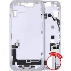 Mid-Frame Housing  W/ Charging Port Flex & Small Parts  For iPhone 14 (US Version) (Used OEM Pull: Grade C) (Purple)