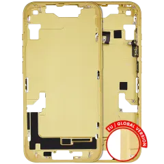 Mid-Frame Housing  W/ Small Parts For iPhone 14 (EU / Global Version) (Used OEM Pull: Grade B) (Yellow)