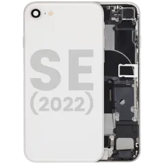 Back Housing W/ Charging Port Flex and Small Components Pre-Installed For iPhoneone SE (2022) (Used OEM Pull: Grade C) (Starlight)