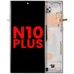LCD Assembly With Frame (Without Fingerprint Sensor) For Samsung Galaxy Note 10 Plus (Aftermarket Plus: Incell) (Aura White)