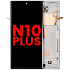 LCD Assembly With Frame (Without Fingerprint Sensor) For Samsung Galaxy Note 10 Plus (Aftermarket Plus: Incell) (Aura Glow / Silver)