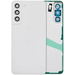Back Cover Glass With Camera Lens For Samsung Galaxy S21 FE 5G (No Logo) (Aftermarket Plus) (White)