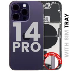 Back Housing W/ Charging Port Flex & Small Parts  For iPhone 14 Pro (EU / Global Version) (Used OEM Pull: Grade C) (Deep Purple)
