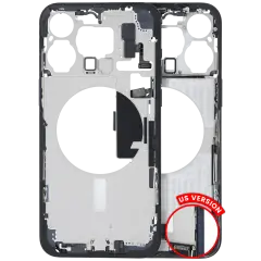 Mid-Frame Housing  W/ Charging Port Flex & Small Parts  For iPhone 15 Pro Max (US Version) (Used OEM Pull: Grade C) (Blue Titanium)