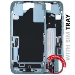 Mid-Frame Housing  W/ Charging Port Flex & Small Parts  For iPhone 16 (EU / Global Version) (Used OEM Pull: Grade A) (Teal)