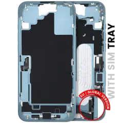Mid-Frame Housing  W/ Charging Port Flex & Small Parts  For iPhone 16 Plus (EU / Global Version) (Used OEM Pull: Grade A) (Teal)