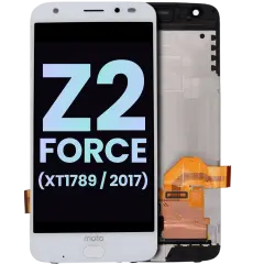 OLED Assembly With Frame And Fingerprint Scanner For Motorola Moto Z2 Force (XT1789 / 2017) (Genuine OEM) (White)