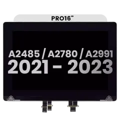Complete LCD Display Assembly For MacBook Pro 16" A2485 (2021)  Pro /  Max  / A2780 (2023)  / A2991 (2023)    (Used OEM Pull: Grade B) (Silver)