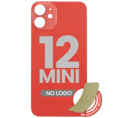 Back Glass With 3M Adhesive For iPhone 12 Mini (No Logo / Large Camera Hole) (Red)