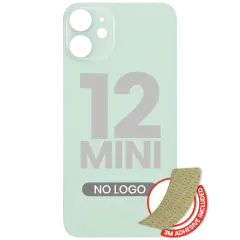 Back Glass With 3M Adhesive For iPhone 12 Mini (No Logo / Large Camera Hole) (Green)