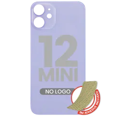 Back Glass With 3M Adhesive For iPhone 12 Mini (No Logo / Large Camera Hole) (Purple)