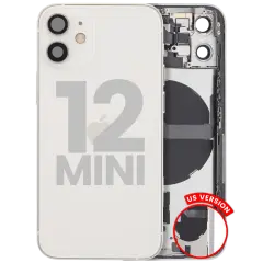 Back Housing W/ Small Parts For iPhone 12 Mini (US Version) (Used OEM Pull: Grade B) (White)