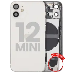 Back Housing W/ Small Parts For iPhone 12 Mini (US Version) (Used OEM Pull: Grade C) (White)