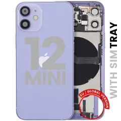 Back Housing W/ Charging Port Flex & Small Parts  For iPhone 12 Mini (EU / Global Version) (Used OEM Pull: Grade A) (Purple)