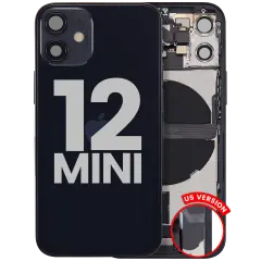 Back Housing W/ Charging Port Flex & Small Parts For iPhone 12 Mini (US Version) (Used OEM Pull: Grade A) (Black)