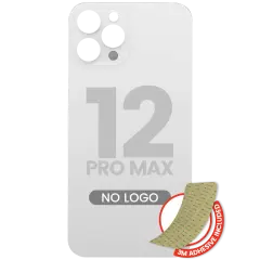 Back Glass With 3M Adhesive For iPhone 12 Pro Max (No Logo / Large Camera Hole) (Silver)