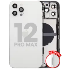 Back Housing W/ Small Parts For iPhone 12 Pro Max (US Version) (Used OEM Pull: Grade A) (Silver)