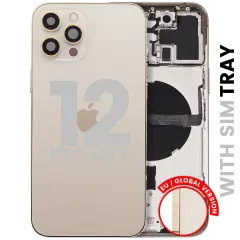 Back Housing W/ Small Parts For iPhone 12 Pro Max (EU / Global Version) (Used OEM Pull: Grade C) (Gold)