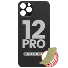 Back Glass With 3M Adhesive For iPhone 12 Pro (No Logo / Large Camera Hole) (Graphite)
