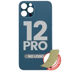 Back Glass With 3M Adhesive For iPhone 12 Pro (No Logo / Large Camera Hole) (Pacific Blue)