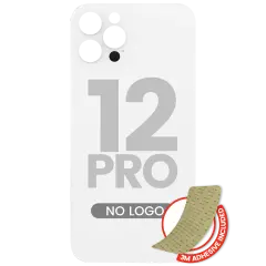 Back Glass With 3M Adhesive For iPhone 12 Pro (No Logo / Large Camera Hole) (Silver)