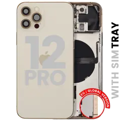 Back Housing W/ Small Parts For iPhone 12 Pro (EU / Global Version) (Used OEM Pull: Grade C) (Gold)