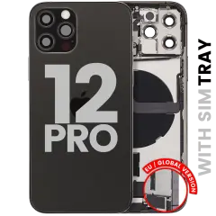 Back Housing W/ Charging Port Flex & Small Parts  For iPhone 12 Pro (EU / Global Version) (Used OEM Pull: Grade C) (Graphite)