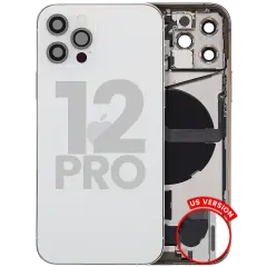 Back Housing W/ Charging Port Flex & Small Parts  For iPhone 12 Pro (US Version) (Used OEM Pull: Grade B) (Silver)