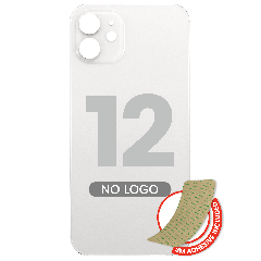 Back Glass With 3M Adhesive For iPhone 12 (No Logo / Large Camera Hole) (White)