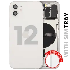 Back Housing W/ Small Parts For iPhone 12 (EU / Global Version) (Used OEM Pull: Grade A) (White)