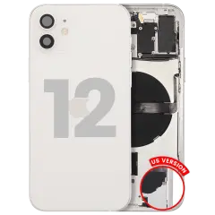 Back Housing W/ Small Parts For iPhone 12 (US Version) (Used OEM Pull: Grade B) (White)