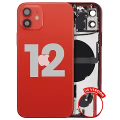 Back Housing W/ Small Parts For iPhone 12 (US Version) (Used OEM Pull: Grade B) (Red)