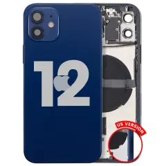 Back Housing W/ Small Parts For iPhone 12 (US Version) (Used OEM Pull: Grade B) (Blue)