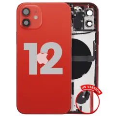 Back Housing W/ Small Parts For iPhone 12 (US Version) (Used OEM Pull: Grade C) (Red)