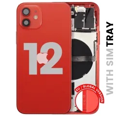 Back Housing W/ Small Parts For iPhone 12 (EU / Global Version) (Used OEM Pull: Grade C) (Red)